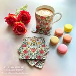 Set of 4 Pink Rose Floral Coasters by William Morris Collection©