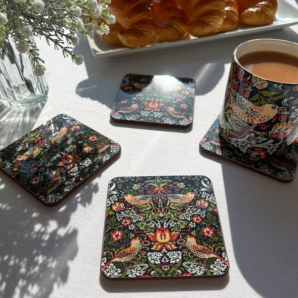 Set of 4 William Morris Collection® Strawberry Thief Coasters