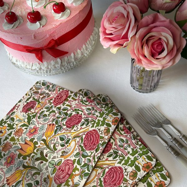 Shabby Chic Placemats with Pink Rose Pattern by William Morris Collection®