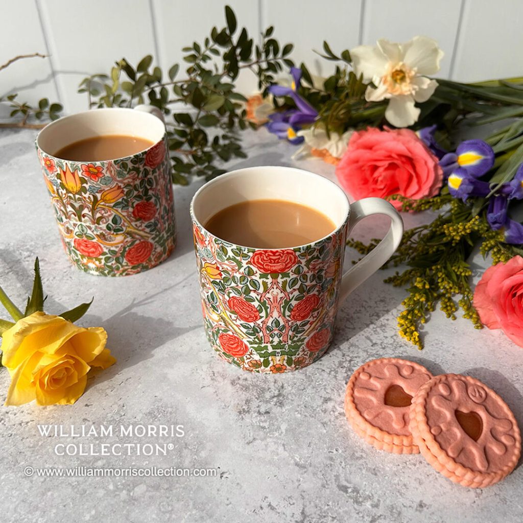 William Morris Collection Bone China Mugs Bird and Rose