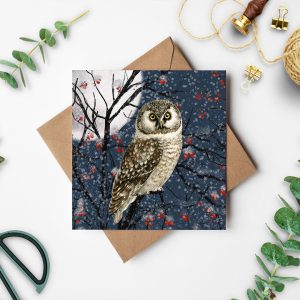 A Winter Owl Blank Christmas Card 14cm x 14cm