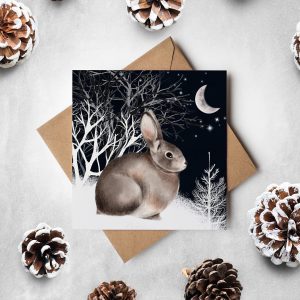 A Winter Rabbit Blank Christmas Card 14cm x 14cm