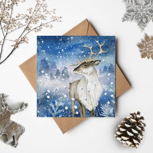 A Winter Reindeer Christmas Card 14cm x 14cm