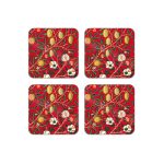 Fruit & Pomegranate Red Coasters by William Morris Collection®