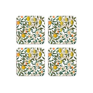 Fruit & Pomegranate White Coasters by William Morris Collection®