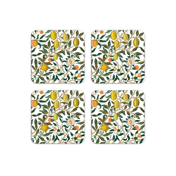 Fruit & Pomegranate White Coasters by William Morris Collection®