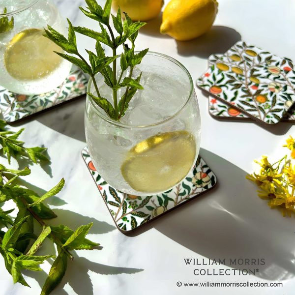 Fruit & Pomegranate White Coasters Set of 4 by William Morris Collection®