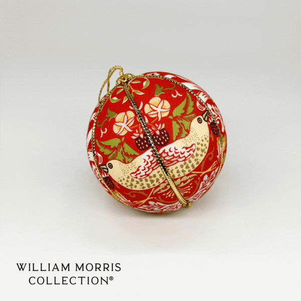 Strawberry Thief Red Christmas Bauble Strawberry Thief Red Christmas Bauble