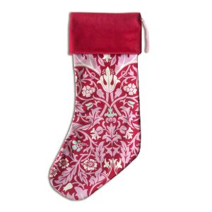 William Morris Collection® Luxury Christmas Stocking, Pink Velvet, Campion
