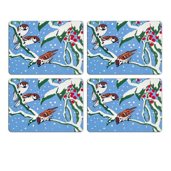 Set of 4 Winter Sparrows Christmas Placemats by William Morris Collection®