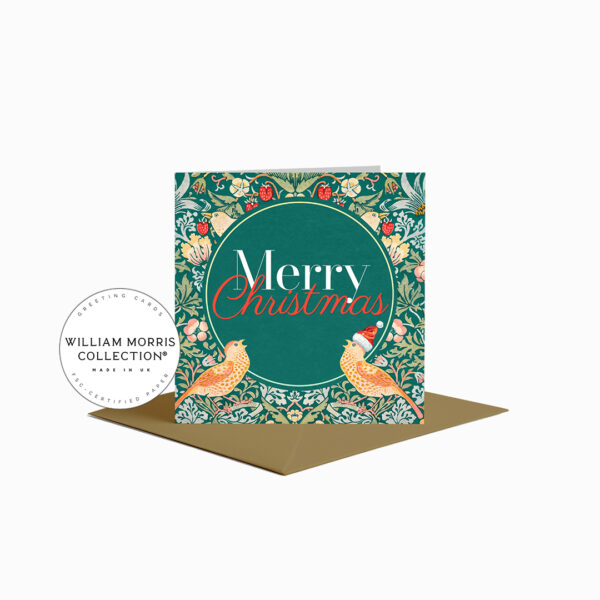 William Morris Collection® Strawberry Thief Merry Christmas Card