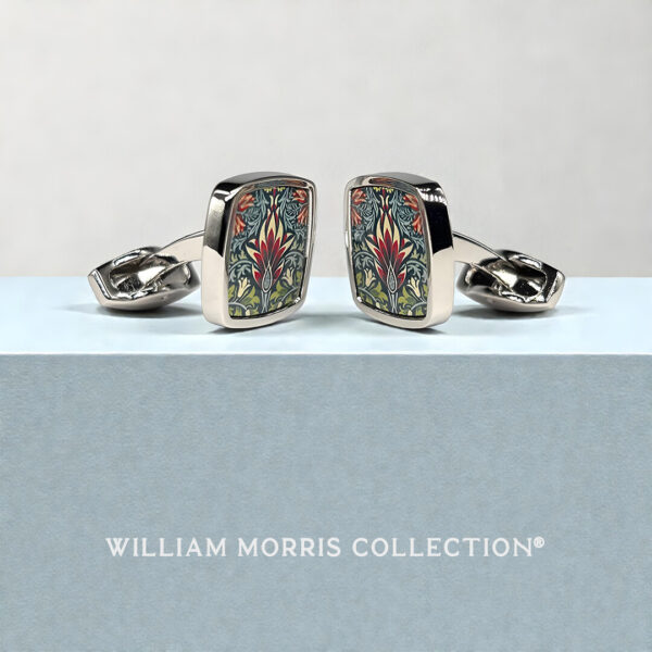Snakeshead Silver Cufflinks for Men by William Morris Collection