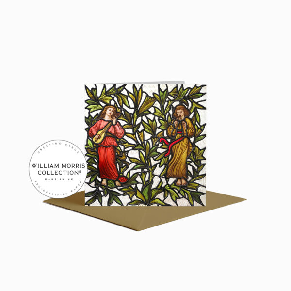 Two Minstrels Stained Glass Greeting Card by William Morris & James Egan Two Minstrels Stained Glass Greeting Card by William Morris & James Egan
